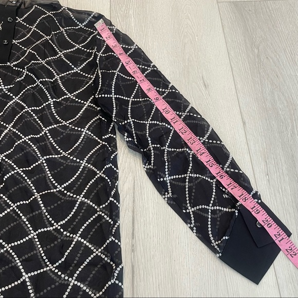 NWT OULIE Black Long Sleeve Sheer 100% Silk Blouse Size M - Picture 7 of 10